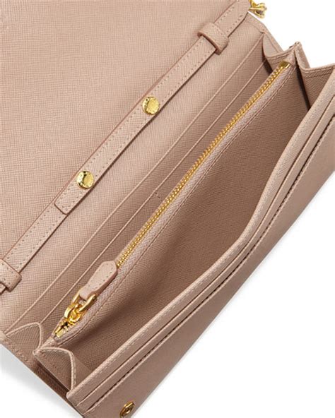 prada saffiano wallet on chain blush cammeo|PRADA Saffiano Metal Bar WOC Chain Wallet in Cammeo.